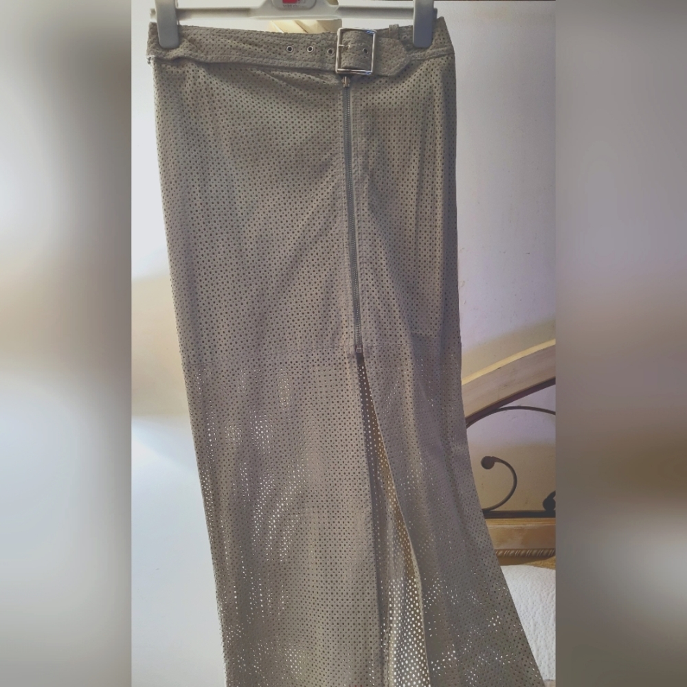Long suede skirt